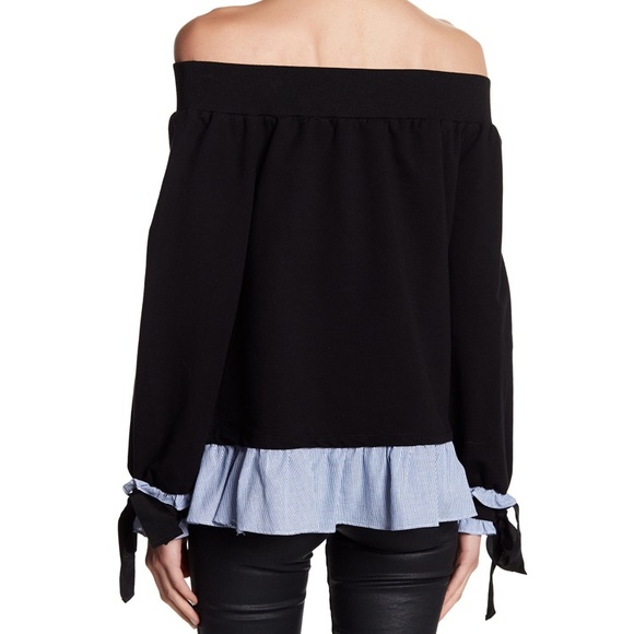 Off-The-Shoulder Black Or Burgundy Peplum Sweater - Picture 2 of 8